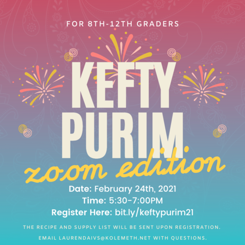 Banner Image for KEFTY Purim: Zoom Edition
