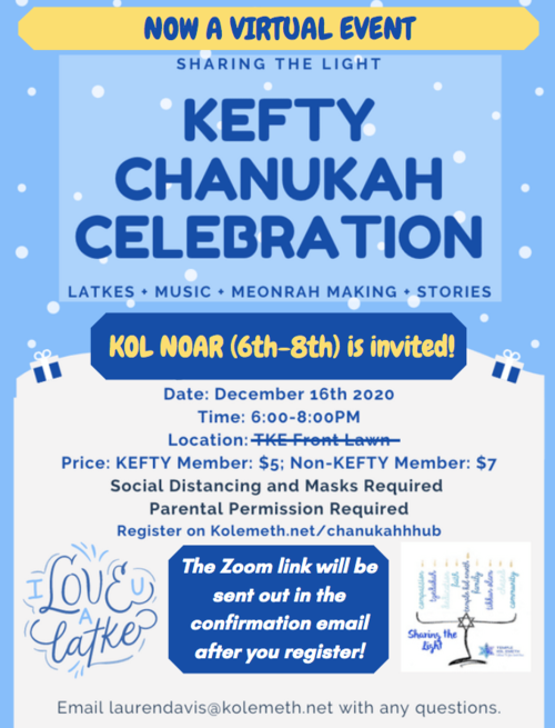 Banner Image for KEFTY/Kol Noar Chanukah Celebration